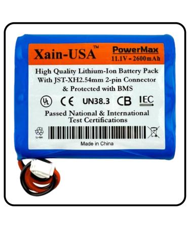 Powerful Replacement 11.1V Li-ion Battery. 2600mAh Capacity 3S1P config JST-XH2.54 Connector Built-in BMS. Ideal for Super LifeJacket Jolt Rugged IMW888S IMW889N-BLKC.