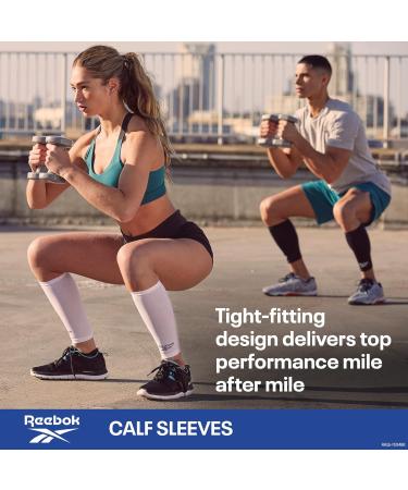 Reebok Compression Calf Sleeves L (35-40 cm) - White | Boost Performance & Recovery - International Shipping Available - Buy Online on SooperMarket.com
