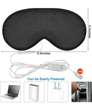 Silk Heated Eye Mask - USB Steam Warm Compress for Dry Eyes | Adjustable Temp Sleep Mask for Puffy Eyes | Relieves Chalazion, Blepharitis, Stye | 2 Pieces (Black/Grey) - Buy Online on SooperMarket.com