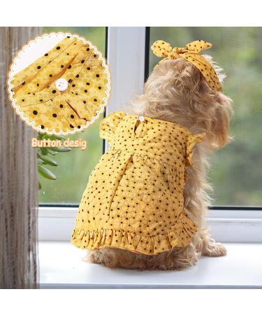 Frienda Cat and Dog Princess Floral Dress Set with Headband, Red and Yellow Floral Dress (M) - Spring/Summer Holiday Fashion - Buy Online on SooperMarket.com