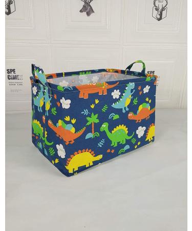 ACMUUNI REC Canvas Laundry Hamper with Handles - Waterproof Cotton Storage Organizer for Kids Toys - Blue Dinosaur Design - Buy Online on SooperMarket.com