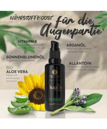 Organic Eye Cream 50ml - High-Dose 100% Vegan Anti-Aging & Dark Circle Remover - Sustainably Made in Germany - Buy Online on SooperMarket.com