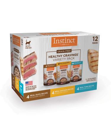 Instinct Grain Free Wet Cat Food Topper, Healthy Cravings with Gravy Cat Food Pouches Duck 3 Ounce (Pack of 12)