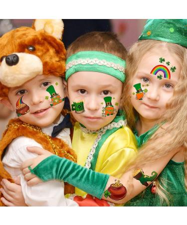 49 PCS St. Patrick's Day Tattoos Stickers - 3D Green Shamrock Temporary Tattoos for Kids, Women, Men - Irish Party Favor & Lucky Clover Accessories - Buy Online on SooperMarket.com