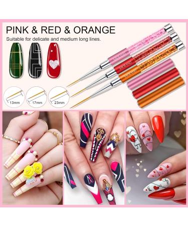 Saviland 6Pcs Nail Art Liner Brush Set with Crushed Diamond Rhinestone Handle - Sizes 7/9/11/13/15/21mm - Ideal for Nail Design and Painting - NO.1 Nail Art Brushes - Buy Online on SooperMarket.com