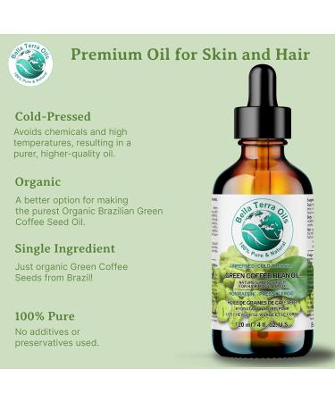 Green Coffee Bean Oil 236 ml Rich in Antioxidants Natural Moisturizer Versatile Use Bella Terra Oils  - Buy Online on SooperMarket.com