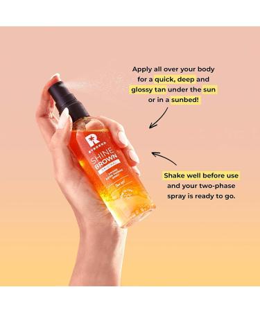 BYROKKO Shine Brown Two-Phase Super Tanning Spray (100 ml) - Deep Tan Accelerator with Hyaluronic Acid & Natural Oils | Sunbed & Outdoor Use | Mango Scent - Buy Online on SooperMarket.com