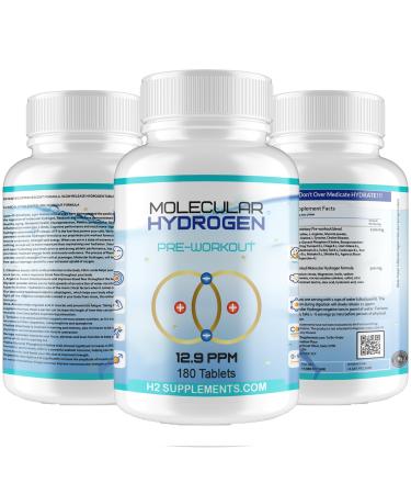 H2Supplements Molecular Hydrogen Pre-Workout Tablets (180 Tablets) 60 count (Pack of 1)