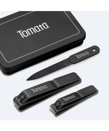 Tomata Ultra Sharp Nail Clippers Set for Thick Nails - Fingernail and Ingrown Toenail Cutter with File (Black) | Precision Nail Care Tool - Buy Online on SooperMarket.com