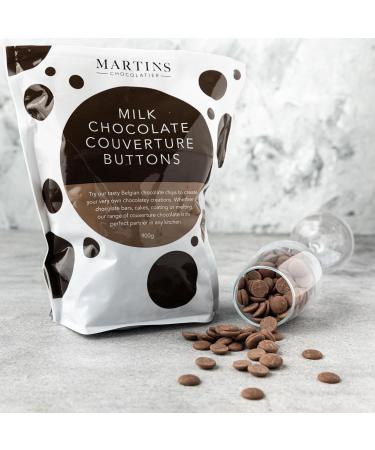 Martins Chocolatier Milk Chocolate Buttons 900g - Belgian Chocolate Chips for Baking & Fountain - Callets for Moulding - Pack of 1 - Buy Online on SooperMarket.com