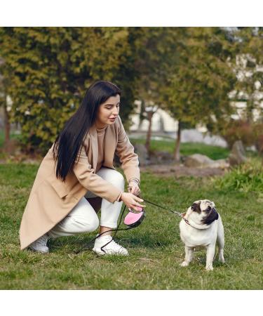 Retractable Dog Lead 5M Long Extendable with Non-Slip Handle & Adjustable Dog Lead One-Hand Brake Pause Lock 360 Universal Anti-winding with Bonus Training Clicker for Small Medium Dogs (Pink) - Buy Online on SooperMarket.com