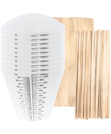 Pack of 10 with Mixing Sticks EpoxyStix 32oz Triangular Paint/Epoxy Mixing Cups - Includes 20 Large Mixing Sticks - Ideal For Mixing and Precise Pouring - Measurements in Ounces and Cubic Centimeter