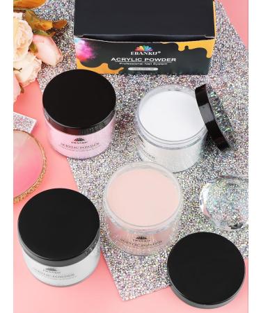 480g Acrylic Powder Set of 4 EBANKU Acrylic Powder Large Capacity Professional Acrylic Nail Powder for Nail Acrylic Extension Nail Carving Long-Lasting No Nail Lamp Needed - Buy Online on SooperMarket.com