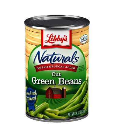 Libby's Naturals Cut Green Beans | No Added Salt, No Added Sugar | Naturally Delicious, Mild & Subtly Sweet | Crisp-Tender Bite | No Preservatives | Grown & Made in U.S. | 14.5 ounce can (Pack of 12)