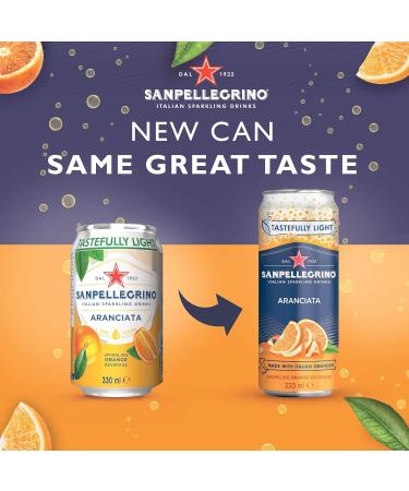 San Pellegrino Italian Tastefully Light Sparkling Orange Canned Soft Drink 12 x 330ml | 64k Cals per Can & San Pellegrino Sparkling Natural Mineral Water 6x1L - Buy Online on SooperMarket.com