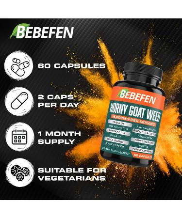 16000MG Horny Goat Weed Capsules with Tribulus Terrestris, Tongkat Ali, Maca - Strength, Stamina & Endurance Support - Buy Online on SooperMarket.com