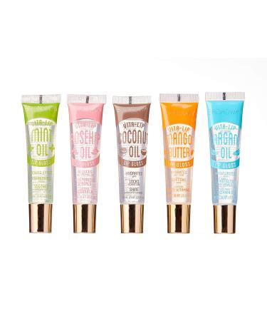 Broadway Vita-Lip Clear Lip Gloss 0.47oz/14ml (5PCS Mint & Coconut & Rosehip & Mango Butter & Argan Oil) (5 PCS SET)