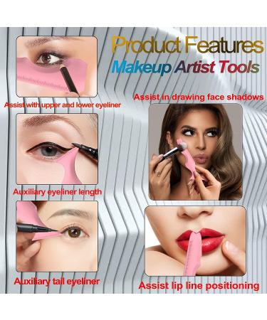 SHANPIN Eyeliner Stencils: Reusable Silicone Makeup Assistant Tool - 5 in 1 Pink Eyelash Shield, Eyebrow Shaping, Jaw Line, Lip Line - Perfect for Beginners - Buy Online on SooperMarket.com