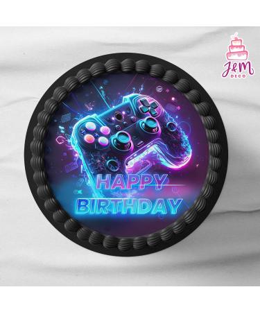 J & M Deco Edible Cake Rapers - Gamer Motif Birthday Cake Decoration - 20cm Fondant Dining Paper Tortendeko - Buy Online on SooperMarket.com