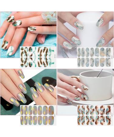 JSRQT 12 Sheets Marble Full Wraps Self Adhesive Nail Stickers 168 Pieces Nail Polish Stickers Set with 2 Nail Files DIY Nail Art Stencil Full Nail Decals Stickers for Women Girls Manicure - Buy Online on SooperMarket.com