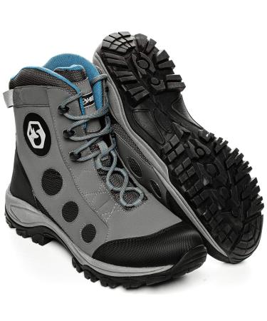 Foxelli Wading Boots  Lightweight Wading Boots for Men, Rubber Sole Wading Shoes, Fly Fishing Boots Grey 14
