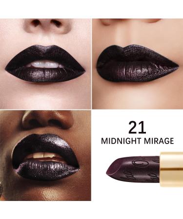 OULAC Metallic Shine Glitter Lipstick Black - Midnight Mirage (21) - Buy Online on SooperMarket.com