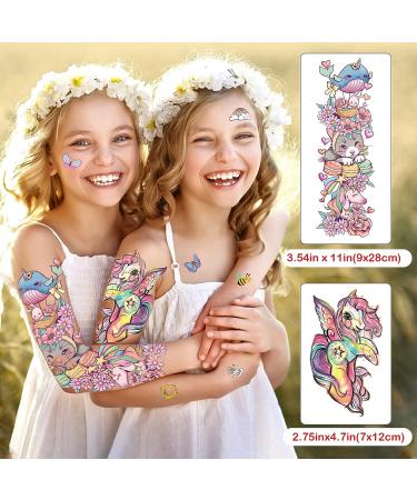52 Kids Full Arm Temporary Tattoos - Planet, Astronaut, Dolphin, Dinosaur, Unicorn, Bunny & More! Long-Lasting Fake Arm Tattoos for Boys & Girls - Buy Online on SooperMarket.com