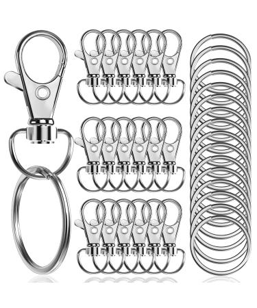 Segauin 100-Piece Premium Swivel Snap Hooks with Key Rings,Metal Lanyard Keychain Hooks Lobster Clasps for Key Jewelry DIY Crafts 1.25inches/32mm(50 Pcs Lanyard Snap Hooks+50 Pcs Key Rings) 1.25inches/32mm Silver