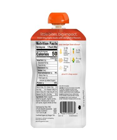 Plum Organics Stage 2 Baby Food Pouch - Butternut Squash, Carrot, Chickpea & Corn | 6 Pack, 3.5 oz | Organic Purees for Babies & Toddlers - Buy Online on SooperMarket.com