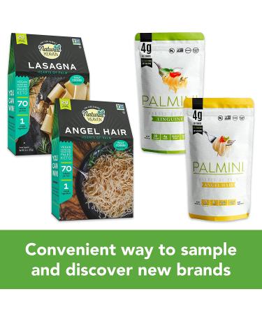 Hearts of Palm Pasta Variety Box - Natural Heaven & Palmini (Angel Hair, Linguine, Lasagna Noodles) - Keto, Low Carb, Low Calorie, Vegan, Paleo - Buy Online on SooperMarket.com