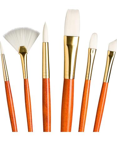 Princeton Real Value 9100 Paint Brush Set - Acrylic, Oil & Watercolor - Syn-White Taklon - Round 2, 6, Fan 2, Filbert 4, Angular 4, Flat 10 - Buy Online on SooperMarket.com