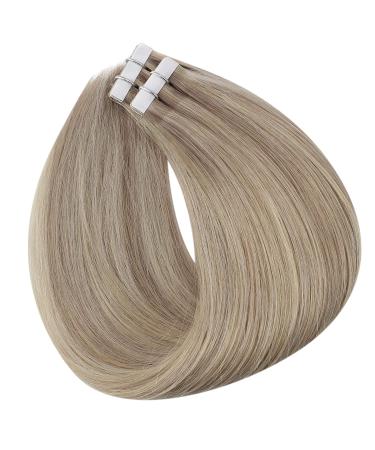 Fshine 20 Remy Human Hair Tape in Extensions 20 Inch - Highlighted Color 18 Ash Blonde and 22 Light Blonde - 20 Pieces 50 Gram Adhesive Tape Hair - #18/22(P18/613) - Buy Online on SooperMarket.com