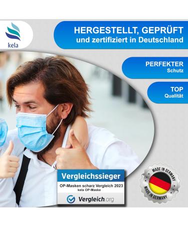 Kela OP Mask 500x - Premium Blue Medical Masks Made in Germany | Oeko-Tex Certified | MNS Type IIR Disposable Respiratory Protection - Buy Online on SooperMarket.com