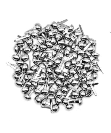 Harapu 100 PCS Mini Brads Silver Paper Fasteners  Round Brass Metal Brads for Art Crafting  Decorative Scrapbooking DIY  8x15mm (Silver)