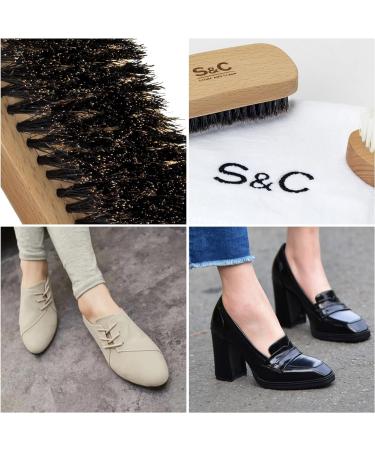 Stone and Clark Horse Hair Shoe Brush - Premium Leather Polish Brush with 100% Horse Hair Bristles - Concaved Beech Wood Handle - Travel Set - Buy Online on SooperMarket.com