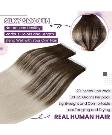 Buy Laavoo Real Hair Tape Extensions - Brown Ombre & Balayage 50g 20pcs 45cm - Premium Quality Remy Hair - Buy Online on SooperMarket.com