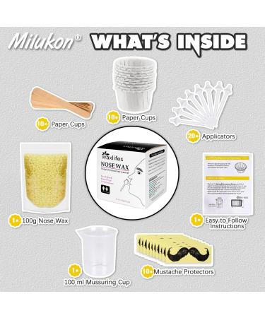 Nose Wax Kit for Men and Women - 100g Nose Hair Removal Wax with Safe Tip Applicator and Moustache Stencils - Christmas Gift Set in White - Buy Online on SooperMarket.com