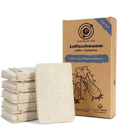 Small Planet AMZ KO 2-in-1 Luffa sponge 6-series set T V S d Sustainable shower sponge & kitchen sponge-Luffa + cellulose-vegan & plastic-free