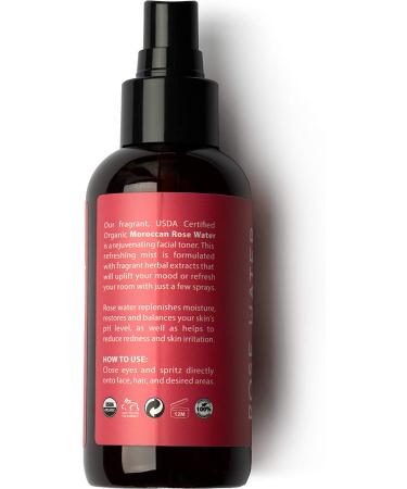 Eve Hansen Organic Rose Water Spray | 4 oz Moroccan Rosewater Face Toner & Makeup Setting Spray | Refreshing & Soothing Mist for Face, Neck, and Hair | Cruelty-Free & Alcohol-Free - Buy Online on SooperMarket.com