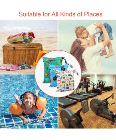 Ballery 3 Pcs Wet Dry Bag Set | Waterproof Reusable Nappy Cloth Diaper Travel Bag with Handle and Zipper Pockets - Ideal for Baby, Beach, Pool, Gym - Buy Online on SooperMarket.com