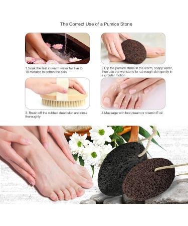 2 Pcs Pumice Stone Dead Hard Skin Callus Remover for Feet/Hands/Body 2 Different Coarse Levels Foot Scrubber Stone with Dry Bath Brush - Buy Online on SooperMarket.com