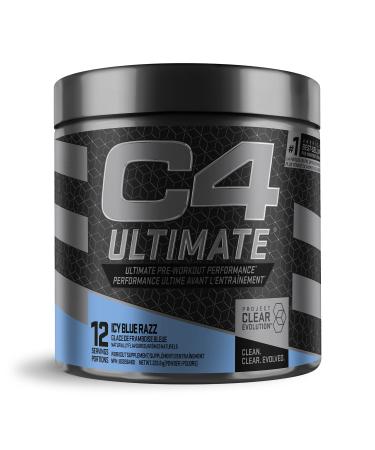 Cellucor C4 Ultimate Pre Workout Powder - Sugar Free Preworkout Energy with 300mg Caffeine and Creatine for Men & Women - Icy Blue Razz 12 Servings Icy Blue Razz 12 Servings (Pack of 1)