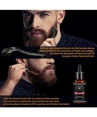 Beard Growth Kit - Derma Roller & Oil for Maximum Beard Growth | Perfect Gift for Men - Comb & Scissors Included - Buy Online on SooperMarket.com