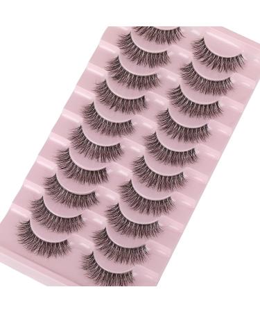 Wiwoseo 10 Pairs 14MM Cat Eye 3D Effect Natural Wispy Fluffy Russian False Eyelashes - Buy Online on SooperMarket.com