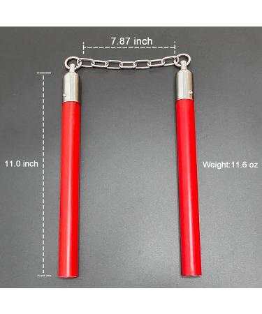 OWNALL Flexible Polyurethane Rubber Nunchucks for Adults | High Hardness & Elasticity with Steel Swivel Chain | Durable & Safe for Professionals - Red - Buy Online on SooperMarket.com