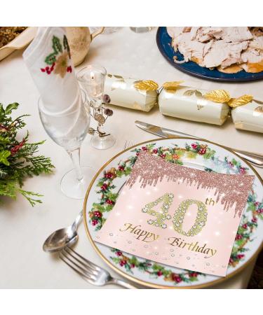 40 Pink Napkins for 40th Birthday Celebration | 40 Pieces 33x33cm Paper Napkins for Party Decorations - Buy Online on SooperMarket.com