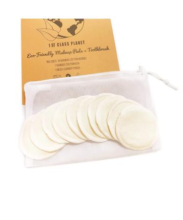 Eco-Friendly Reusable Cotton Pads & Bamboo Toothbrush Set | 10 pcs Makeup Remover Rounds | Natural Organic Zero-Waste Beauty Solution - Buy Online on SooperMarket.com