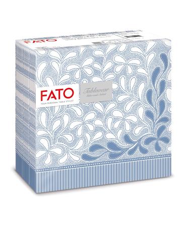 FATO - Dry paper napkins airlaid textile effect pack with 50 napkins format 40x40 folded in 4 decor botanic blue Provence