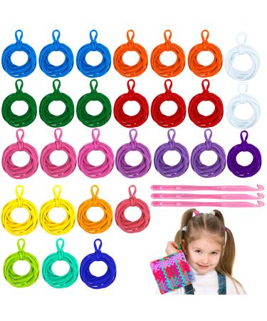 Hazms 293 Pcs Loom Potholder Loops 7" Weaving Loom Loops for Kids Weaving Craft with 3 Pcs Crochet Hooks for DIY Crafts Supplies Compatible with 7 Inch Weaving Loom