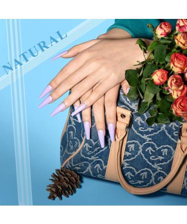 360PCS Long Press on Coffin Nails MORGLES - 12 Colors False Nails with Glue, Adhesive Tabs, Tweezer - 10 Sizes Long Glossy Ballerina - Buy Online on SooperMarket.com
